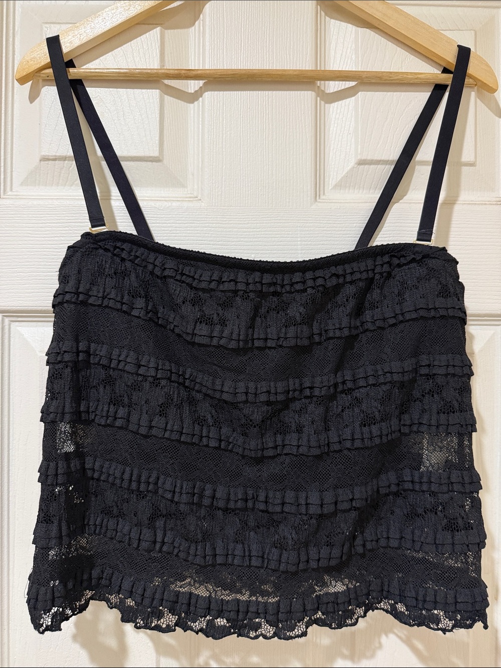 Black Lace Ruffle Cami Top